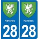 28 Cherisy blason autocollant plaque stickers ville