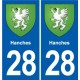 28 Cherisy blason autocollant plaque stickers ville