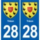 28 Cherisy blason autocollant plaque stickers ville