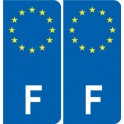 F Europe, decal -rounded corners on the right - plate registration car sticker France