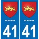 41 Bracieux escudo de armas de la ciudad de etiqueta, placa de la etiqueta engomada del departamento de la ciudad de