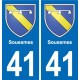 41 Souesmes escudo de armas de la ciudad de etiqueta, placa de la etiqueta engomada del departamento de la ciudad de
