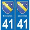 41 Souesmes blason ville autocollant plaque stickers département ville