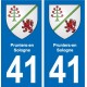 41 Pruniers-en-Sologne blason ville autocollant plaque stickers département ville