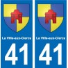 41 La Ville-aux-Clercs blason ville autocollant plaque stickers département ville
