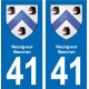 41 Neung-sur-Beuvron escudo de armas de la ciudad de etiqueta, placa de la etiqueta engomada del departamento de la ciudad de