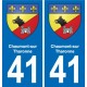 41 Chaumont-sur-Tharonne escudo de armas de la ciudad de etiqueta, placa de la etiqueta engomada del departamento de la ciudad d