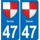 47 Estillac blason autocollant plaque stickers ville