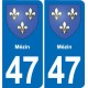 47 Estillac blason autocollant plaque stickers ville