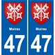 47 Estillac blason autocollant plaque stickers ville