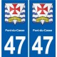 47 Pont-du-Casse escudo de armas de la etiqueta engomada de la placa de pegatinas de la ciudad