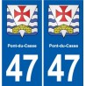 47 Pont-du-Casse escudo de armas de la etiqueta engomada de la placa de pegatinas de la ciudad