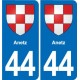 44 Héric blason  ville autocollant plaque stickers