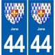44 Héric blason  ville autocollant plaque stickers
