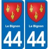 44 Héric blason  ville autocollant plaque stickers