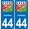 44 Héric blason  ville autocollant plaque stickers