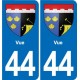 44 Héric blason  ville autocollant plaque stickers