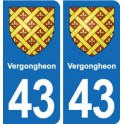 43 Langeac blason autocollant plaque immatriculation ville