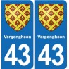 43 Vergongheon blason autocollant plaque immatriculation ville