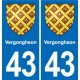 43 Langeac blason autocollant plaque immatriculation ville