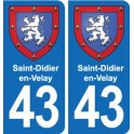 43 Saint-Didier-en-Velay stemma adesivo piastra di registrazione city