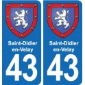 43 en Saint-Didier-en-Velay escudo de armas de la placa etiqueta de registro de la ciudad