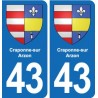 43 Langeac blason autocollant plaque immatriculation ville