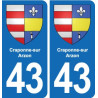 43 Langeac blason autocollant plaque immatriculation ville