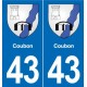 43 Langeac blason autocollant plaque immatriculation ville