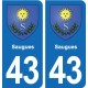 43 Saugues escudo de armas de la placa etiqueta de registro de la ciudad