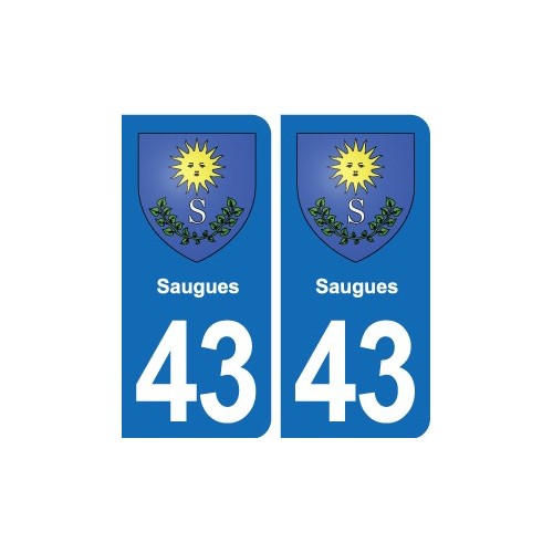 43 Langeac blason autocollant plaque immatriculation ville