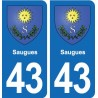 43 Langeac blason autocollant plaque immatriculation ville