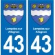 43 Langeac blason autocollant plaque immatriculation ville