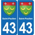 43 Langeac blason autocollant plaque immatriculation ville