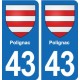 43 Polignac escudo de armas de la placa etiqueta de registro de la ciudad