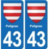 43 Langeac blason autocollant plaque immatriculation ville