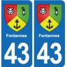 43 Langeac blason autocollant plaque immatriculation ville