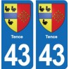 43 Langeac blason autocollant plaque immatriculation ville