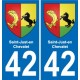 42 Villerest blason ville autocollant plaque stickers