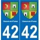 42 Villerest blason ville autocollant plaque stickers