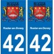 42 Villerest blason ville autocollant plaque stickers