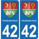 42 Villerest blason ville autocollant plaque stickers