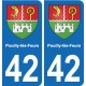 42 Villerest blason ville autocollant plaque stickers