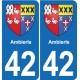 42 Villerest blason ville autocollant plaque stickers