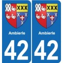 42 Villerest blason ville autocollant plaque stickers