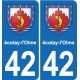42 Villerest blason ville autocollant plaque stickers