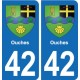 42 Villerest blason ville autocollant plaque stickers