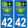 42 Villerest blason ville autocollant plaque stickers