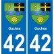 42 Villerest blason ville autocollant plaque stickers