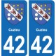 42 Villerest blason ville autocollant plaque stickers